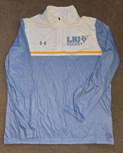 LIU Sharks Hockey Team Issued Under Armour 1/4 Zip Pullover XL