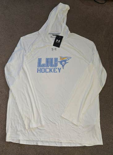 LIU Sharks Hockey Team Issued Under Armour Light Hoodie XL