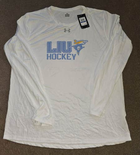 LIU Sharks Hockey Under Armour Team Issued Long Sleeve Wicking Shirt XL