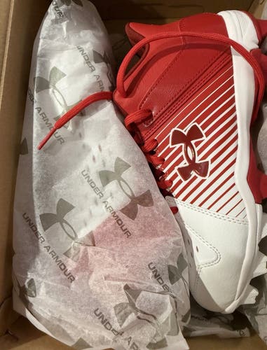Red Kid's 6Y (Big Kids / Youth) Youth Under Armour Leadoff low rm Low Top Molded Cleats (New)
