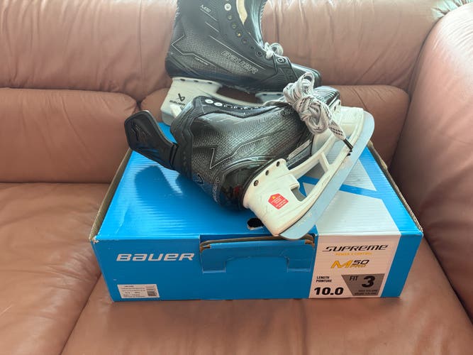 Black 2026 Bauer Supreme M50 Pro Hockey Skates Extra Wide Width 10 (Used)