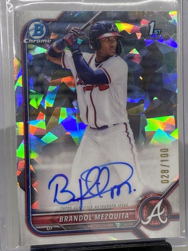 Brandol Mezquita 2022 Bowman Chrome RC Auto 028/100 CPA-BMQ Atlanta Braves