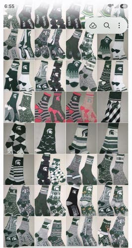 Lot Mens NCAA MICHIGAN STATE SPARTANS 20 Pairs Socks Lot New New Med Large
