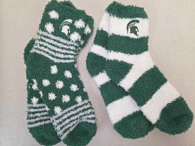 ST36 Mens NCAA MICHIGAN STATE SPARTANS MSU Crew Socks Lot of 2 Pair MEDIUM New