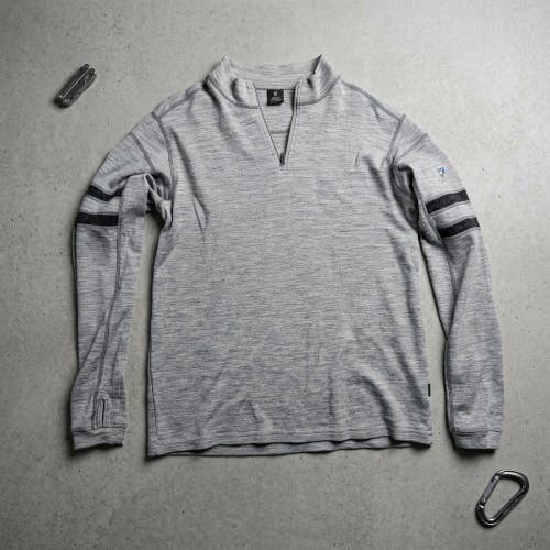 Kuhl 1/4 Zip Pullover Mens L Grey 100% Merino Wool Gorpcore Mountain Core Tech