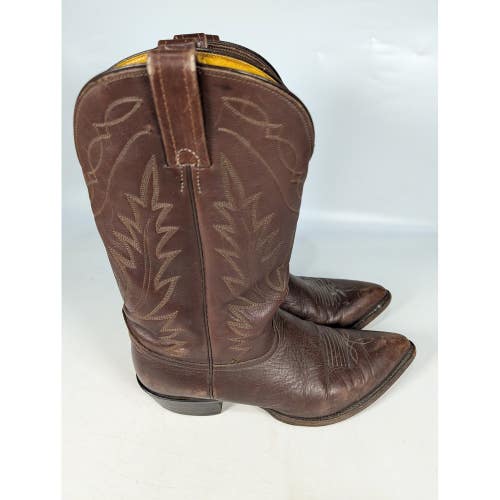Nocona Mens Brown Leather Western Cowboy Boots Pointed Toe 752027303 Size 10.5 D