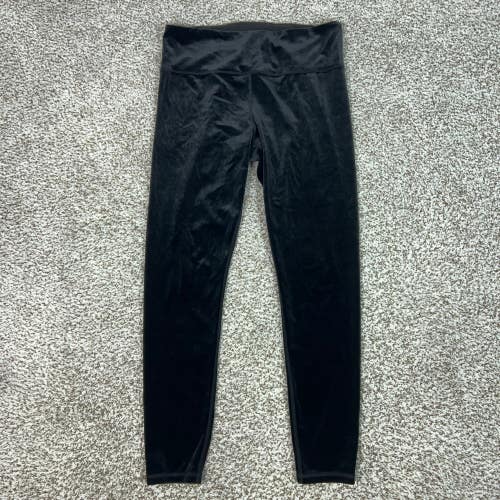 Athleta Leggings Womens Large Black Elation Velvet High Rise Yoga Gym Logo Pants
