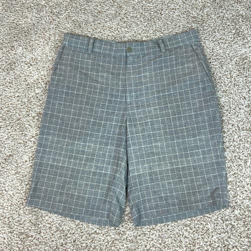 Nike Shorts Mens 34 Gray Plaid Dri FIT Golf Tour Performance Pockets Comfort
