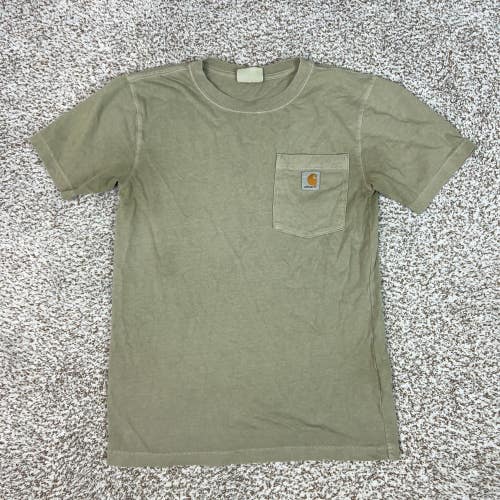 Carhartt Shirt Mens Small Green Relaxed Fit Cotton Pocket Tee Workwear Crew Neck