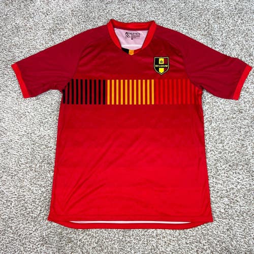 Belgium Jersey Mens XXL Red Athletics Soccer Crest Short Sleeve Shirt Logo Top