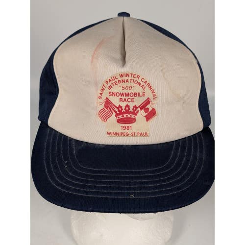 Vintage 1981 Saint Paul Winter Carnival 500 Snowmobile Race Trucker Hat Navy