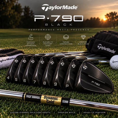 Men's 2018 TaylorMade P-790 Left Hand Iron Set Stiff Flex (Used)
