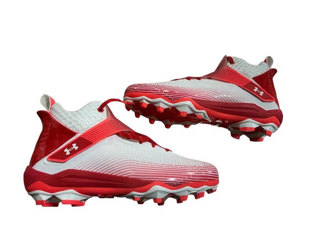 Used Under Armour Adult FB Cleats Red And White Senior 10 11873-C000248474
