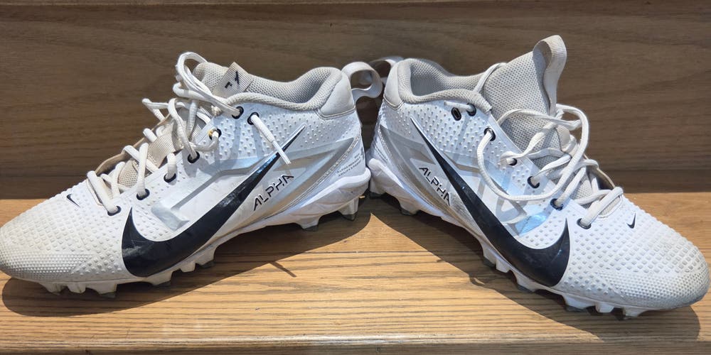 Nike Alpha Menace 4 Varsity Football Cleats - White/Silver - Size 10