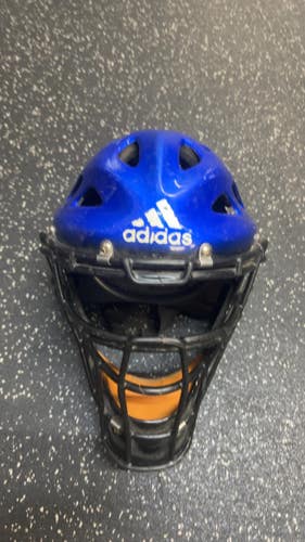 Used Adidas CATCHERS MASK Catchers Helmet w/Mask Black And Royal Blue MD 11831-S000035229