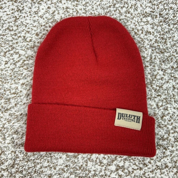 Duluth Trading Co Hat Beanie Mens One Size Red Knit Made USA Winter Workwear