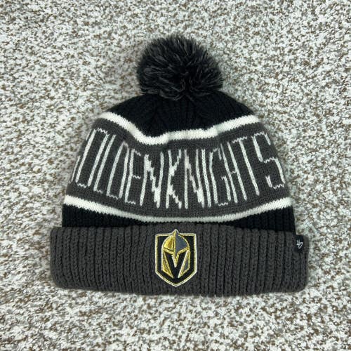Vegas Golden Knights Hat Beanie Mens One Size Gray Black NHL Hockey Pom Cuffed