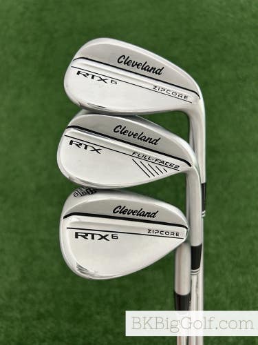 Cleveland RTX6 Zipcore / Full-Face 2 Chrome 3 Wedge Set (50, 54, & 58 Degrees)
