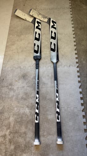 Pair - Intermediate & Senior CCM Extreme Flex 5 Pro Regular Goalie Stick 23" & 24" Paddle (used)