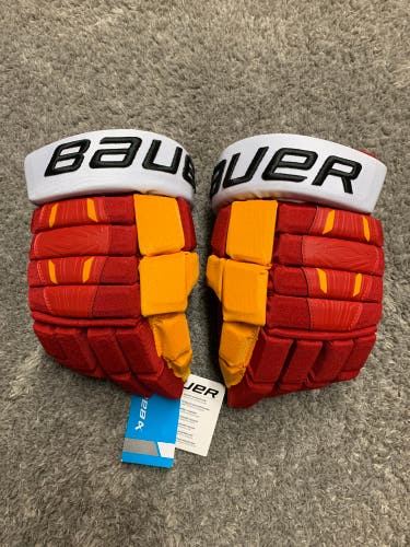 Bauer Pro Series 13" Pro Stock Hockey Gloves, Flames Short Cuff
