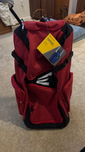 Easton Traveler Stand-Up Wheeled Baseball Bag – Red/Black – NEW