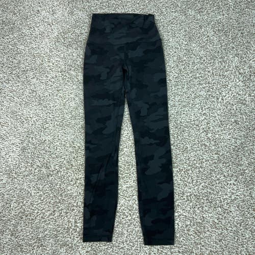Lululemon Pants Womens 4 Tall Black Camo Align High Rise Leggings Yoga Gym Sport