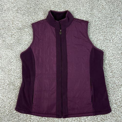 Columbia Vest Women Large Purple Quilted Sherpa Lined Fleece Zip Outdoors Hiking