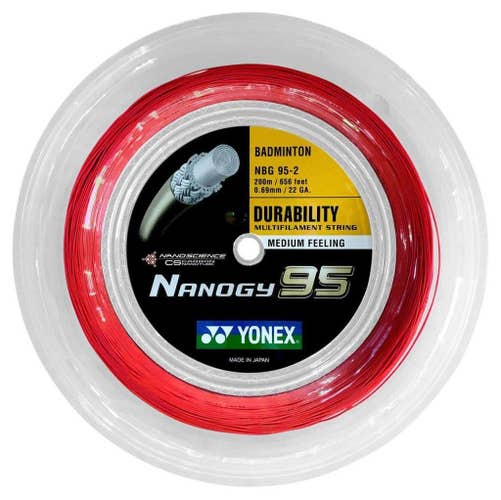 YONEX Nanogy 95 Badminton String 200m Reel-(Red)