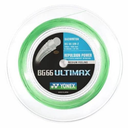 YONEX BG 66 Ultimax Badminton String Reel, 200M, 22 Gauge - Pastel Green