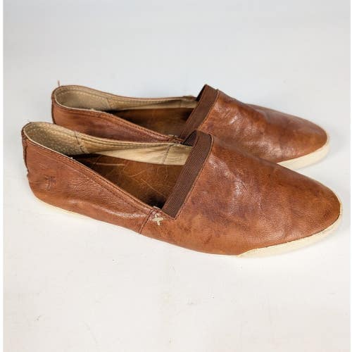 Frye Melanie Slip On Leather Sneakers Cognac Brown 3471146-COG Womens 8M