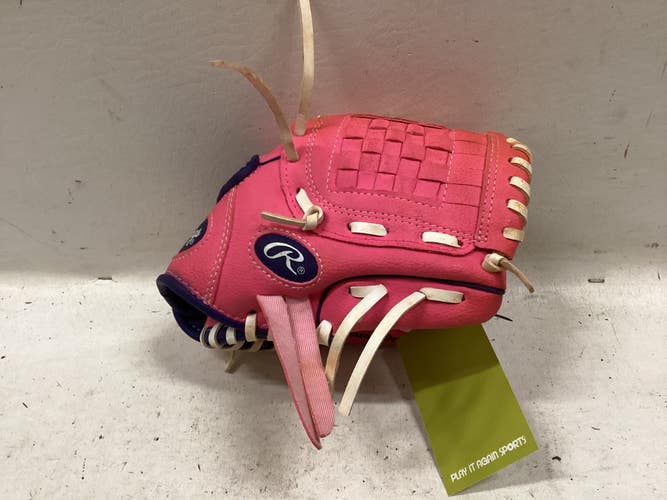 Used Rawlings PL90PPW RH Throw Fastpitch Gloves Purple And Pink 9" 11725-S000508637
