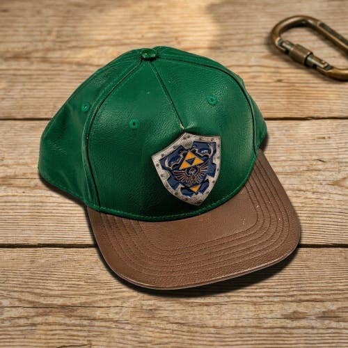 Nintendo Zelda Hylian Shield Faux Leather Snapback Hat Nerdcore Gamer Cosplay