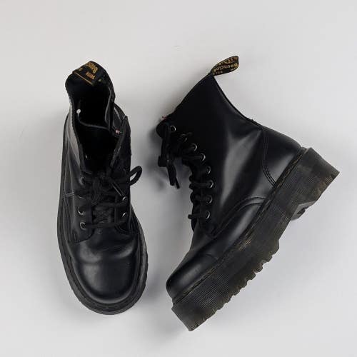 Dr Martens Jadon Platform Boots Black Leather Zip Grunge Whimsigoth Y2K EU 37
