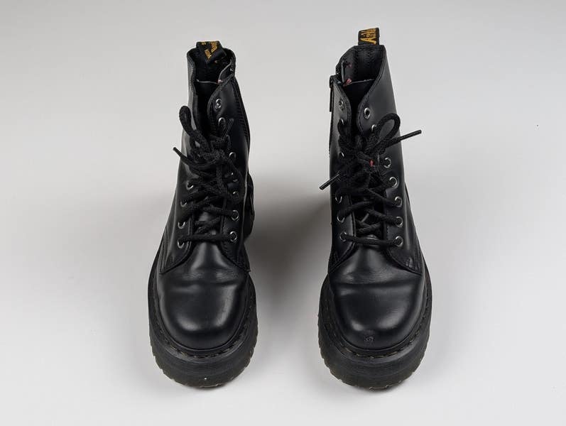 Dr Martens Jadon Platform Boots Black Leather Zip Grunge