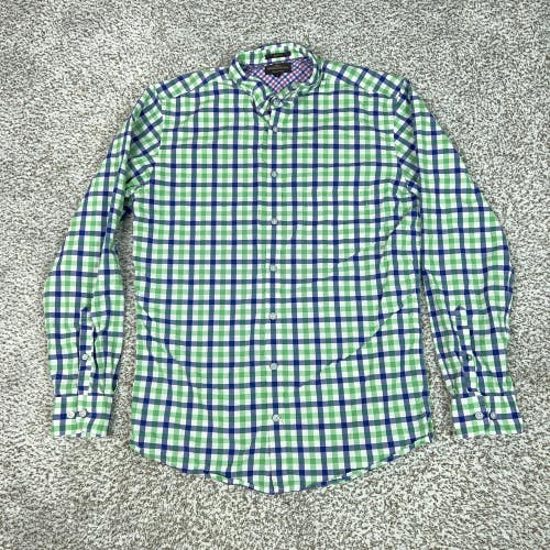Rodd and Gunn Shirt Mens Medium Green Blue Check Long Sleeve Sports Fit Italy
