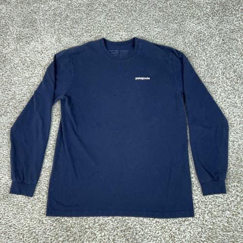 Patagonia Shirt Mens Medium Blue Responsibili-Tee P-6 Logo Long Sleeve Graphic