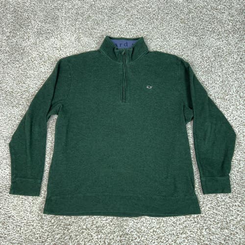 Vineyard Vines Sweater Mens XL Green Quarter Zip Mock Neck Whale Pullover Logo A