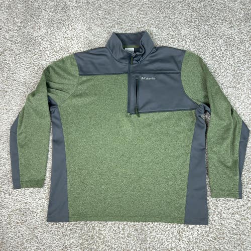 Columbia Pullover Mens XL Green Fleece Quarter Zip Long Sleeve Hiking Top Gorp