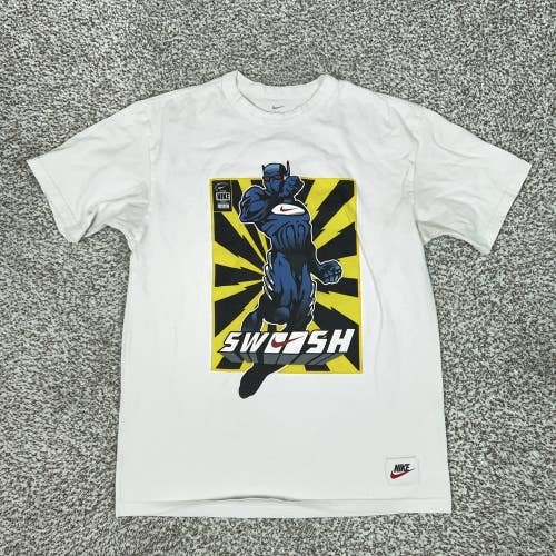 Nike Shirt Mens Small White Swoosh Superhero First Edition Graphic Tee T Top
