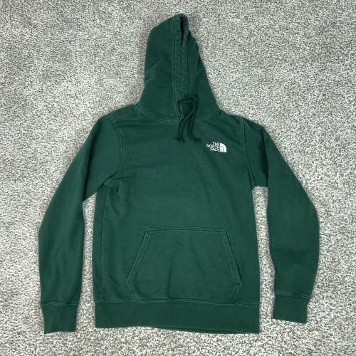 The North Face Hoodie Mens Small Green Pullover Fleece Graphic Logo Outdoor