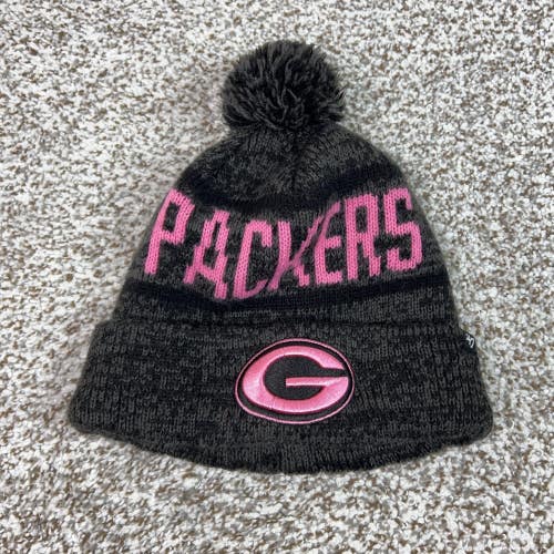 Green Bay Packers Hat Beanie Womens One Size Gray NFL Football '47 Pom Knit
