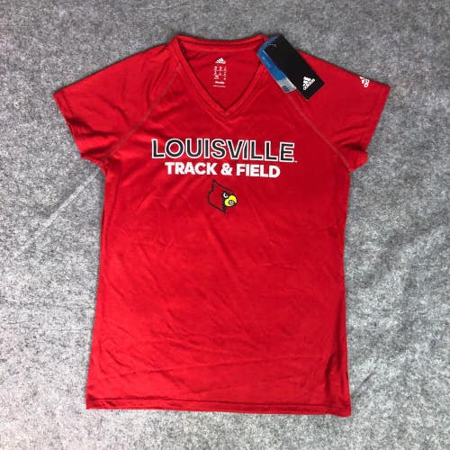 Louisville Cardinals Womens Shirt Extra Small Adidas Red Tee Short Sleeve NCAA