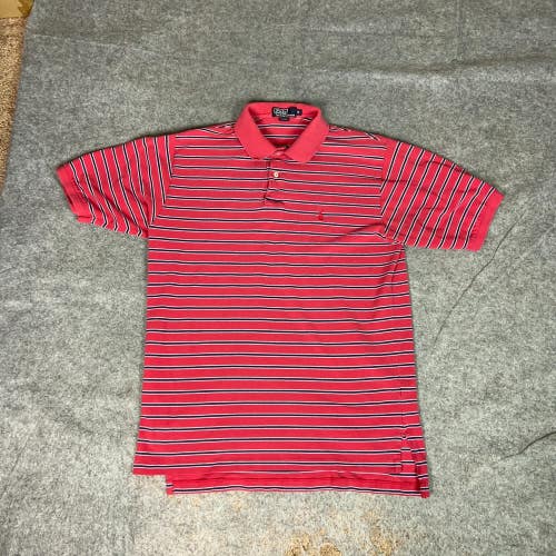 Polo Ralph Lauren Mens Shirt Extra Large Red Navy Striped Pony Golf Preppy Top