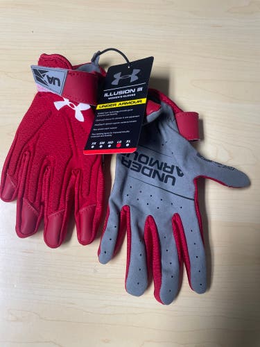 Large, red, women’s lacrosse illusion 3 Under Armour Gloves (New)