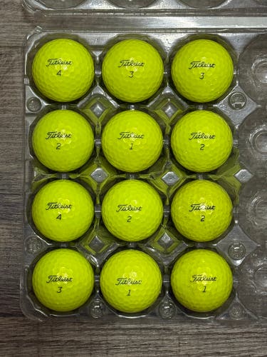 12 Titleist AVX Yellow Golf Balls - Mostly 5A Mint Condition