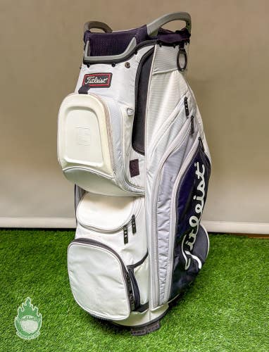Used Titleist Golf Cart/Carry Bag 15-Way Divided Grey/Black w/ Rainhood