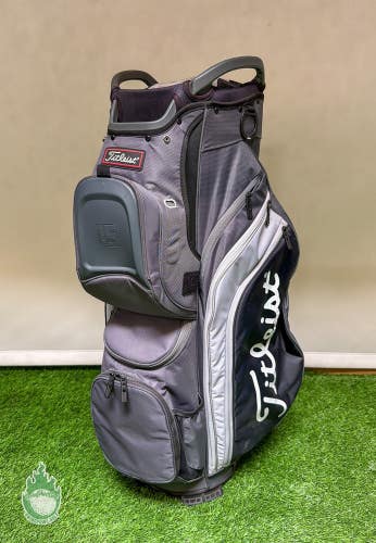 Used Titleist Golf Cart/Carry Bag 15-Way Divided White/Grey/Black w/ Rainhood