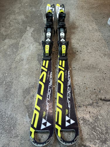 Kid's Fischer RC4 WC SL 135 cm Racing Skis With Bindings Max Din 11 (Used)