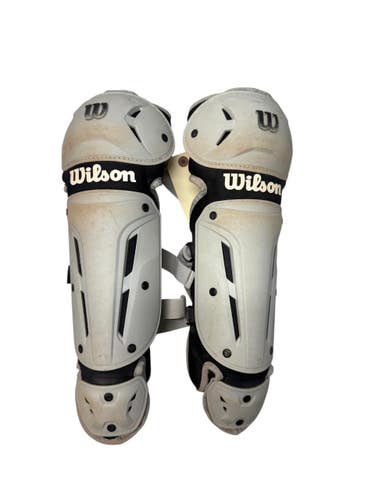 Used Wilson T-BALL SHINGUARDS Catchers Leg Guards Black And Grey T-Ball 11835-S000212820