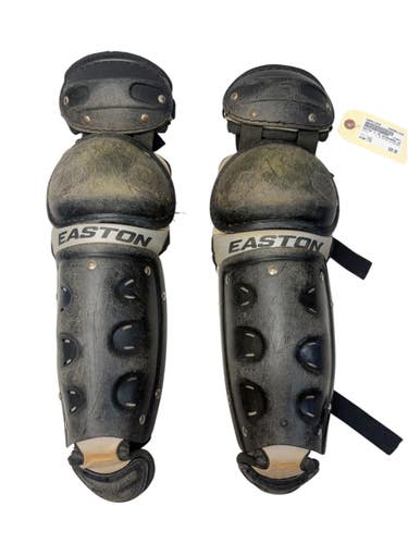 Used Easton 11.50 EASTON SHINGUARDS Catchers Leg Guards Black Youth 11835-S000212630